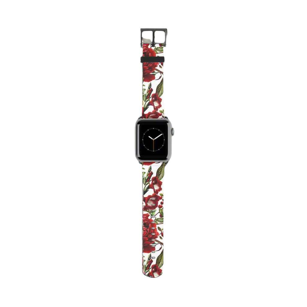 Pomegranate & Red Flowers Apple Watch Band - Nexware Designs