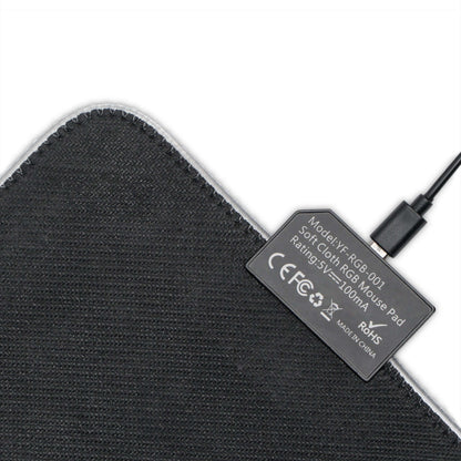 Close-up of LED Gaming Mouse Pad with detachable USB, showing precision surface and durable fabric for custom gaming experience.