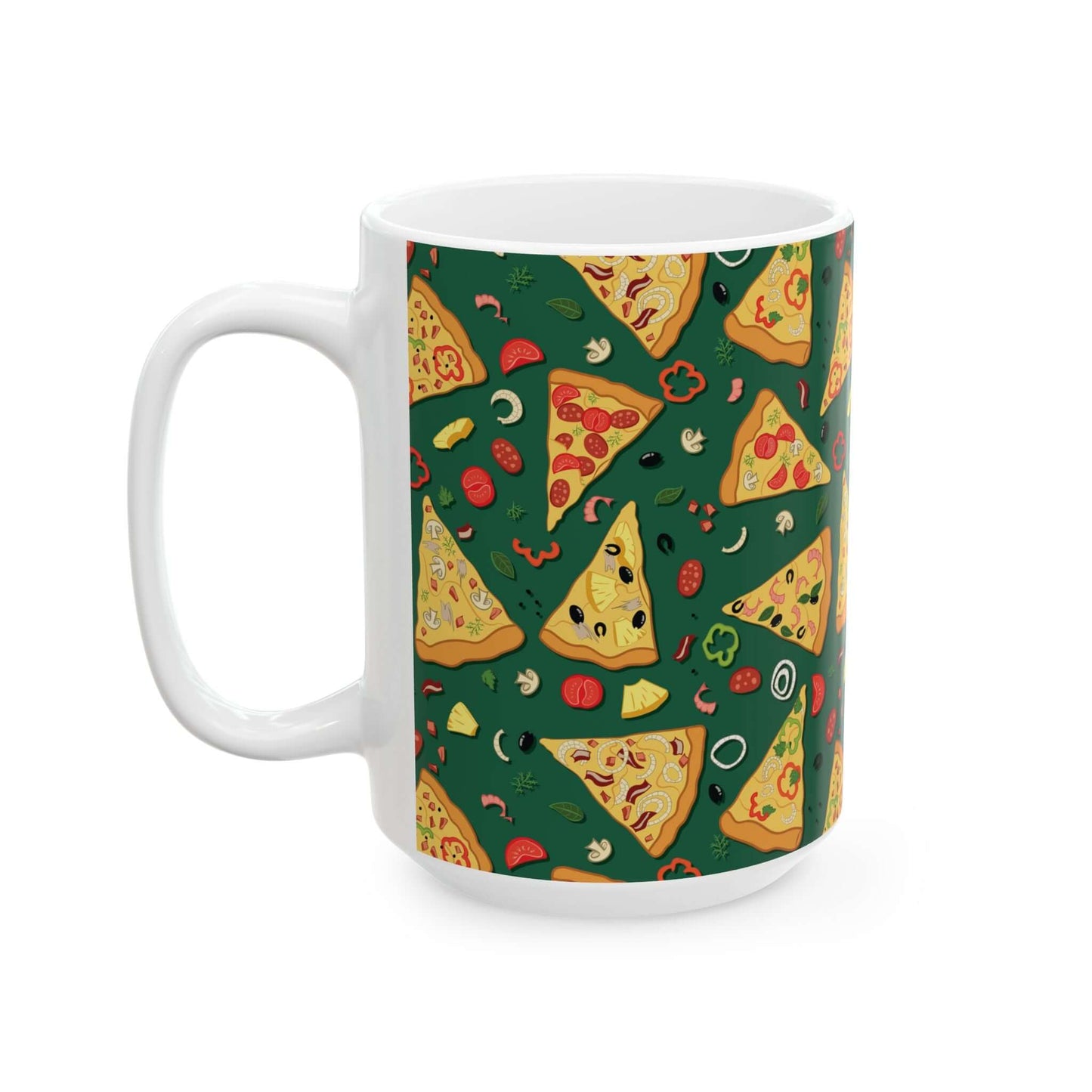 Pizza MugIntroducing the Pizza Mug: the ultimate combination of a classic Italian dish and your morning coffee! Crafted with high-quality materials, this mug is perfect for enjoying your favorite slice while keeping your drink warm. Embrace the unique des