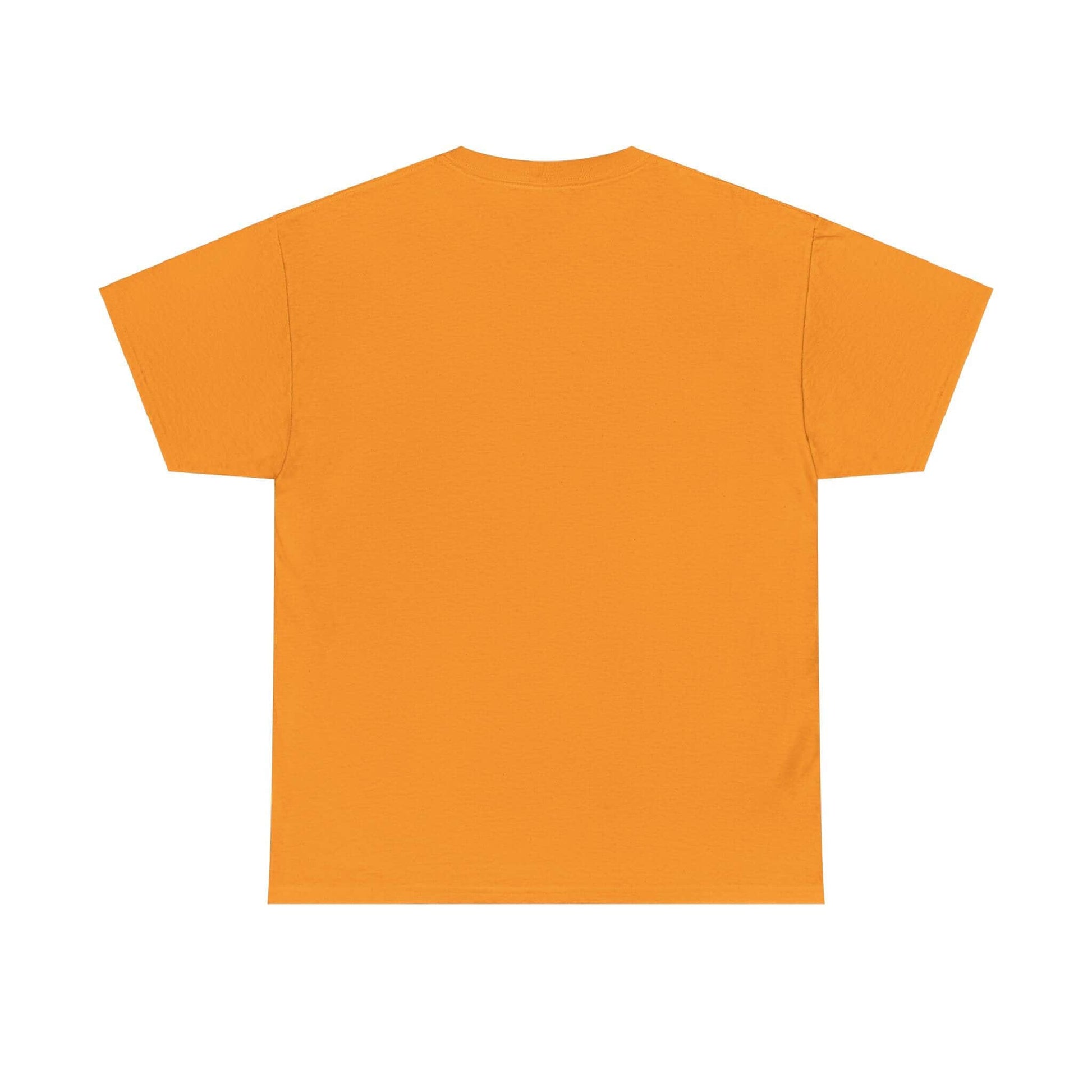 Alt Tag: Bright orange unisex Surf Time T-Shirt, back view, made for comfort and style, perfect for beach adventures and casual outings.