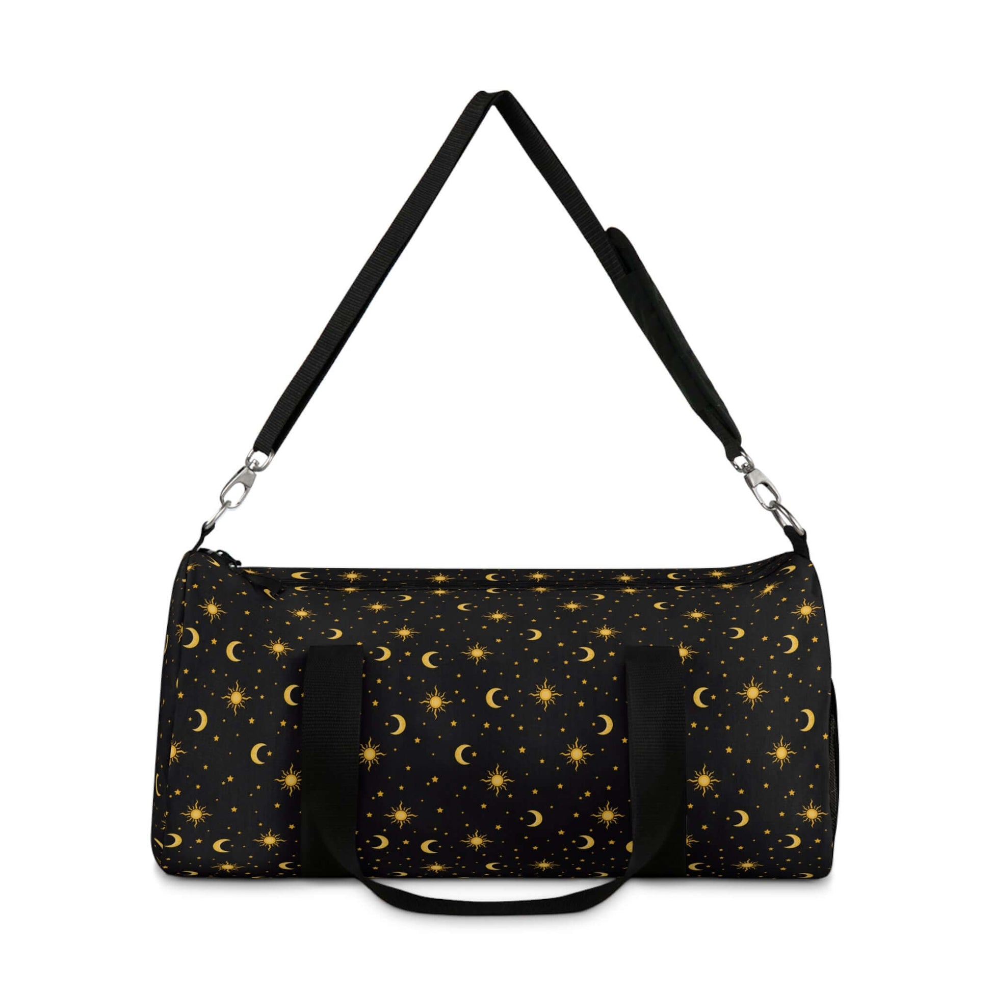 Moon & Stars Duffel BagThis durable duffel bag features a spacious main compartment and multiple pockets for convenient organization. Made with high-quality materials, it is perfect for travel, sports, or everyday use. Keep your belongings secure and orga