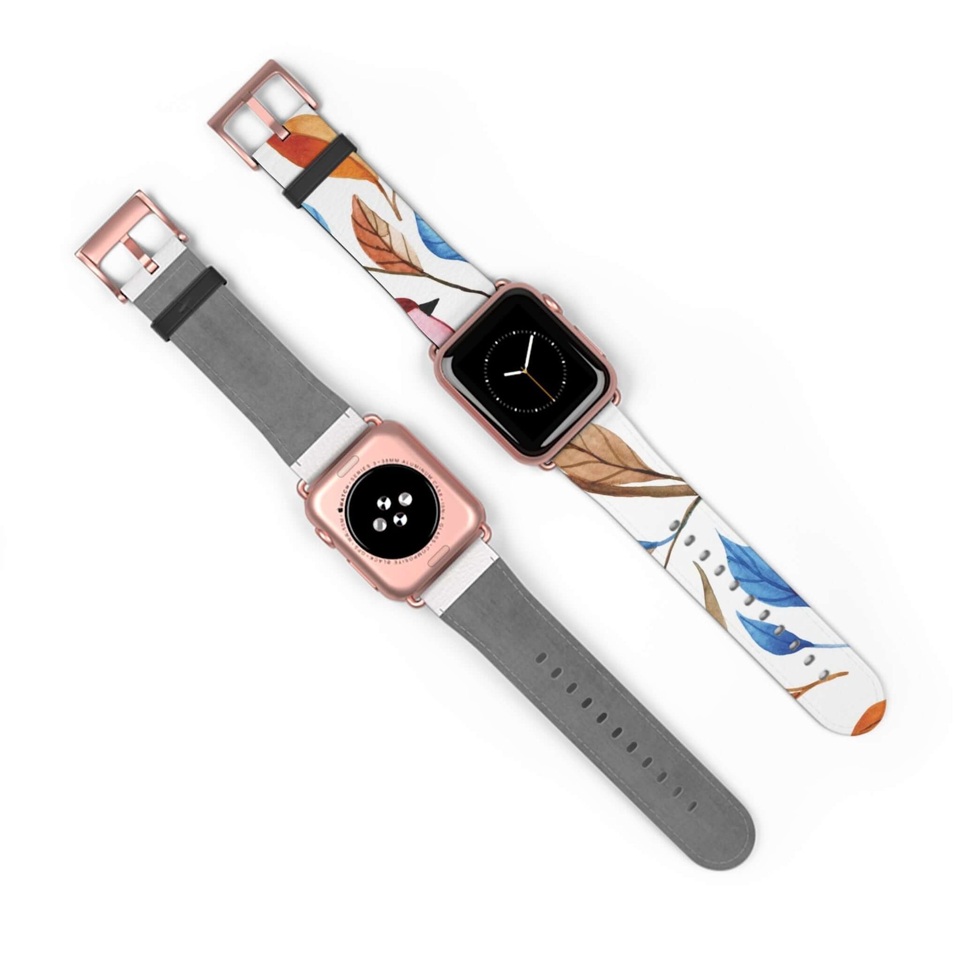 Colourful Leaves Apple Watch BandElevate your Apple Watch with the vibrant and stylish Colourful Leaves Apple Watch Band. Its unique and intricate design, inspired by the beauty of nature, will add a touch of luxury to your wrist. Made with high-quality m