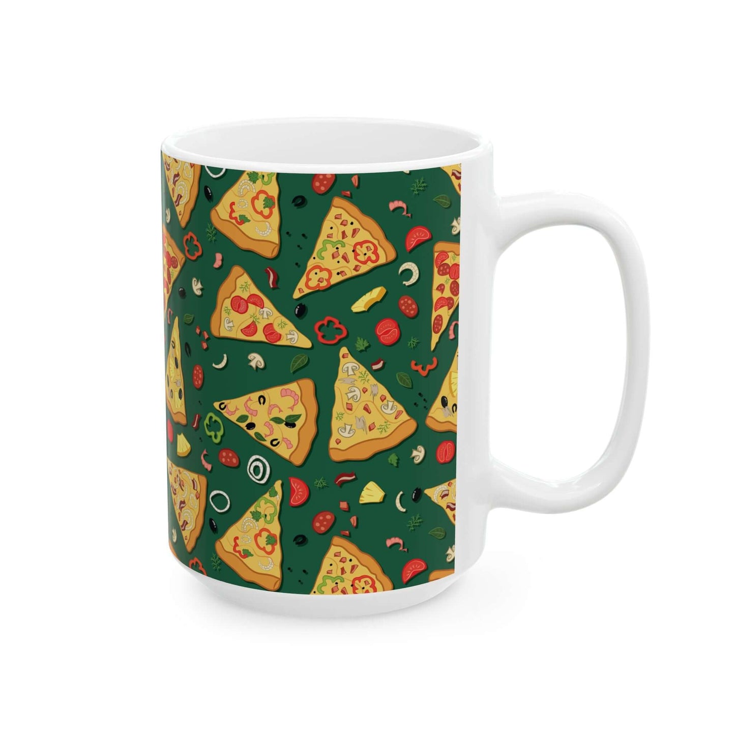 Pizza MugIntroducing the Pizza Mug: the ultimate combination of a classic Italian dish and your morning coffee! Crafted with high-quality materials, this mug is perfect for enjoying your favorite slice while keeping your drink warm. Embrace the unique des