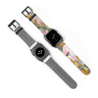 Feminine Watercolour Style Apple Watch BandThis stunning watercolor-style Apple Watch band is designed for the sophisticated and discerning woman. The delicate dewcri design elevates your look and adds a touch of elegance to any outfit. Crafted with the h