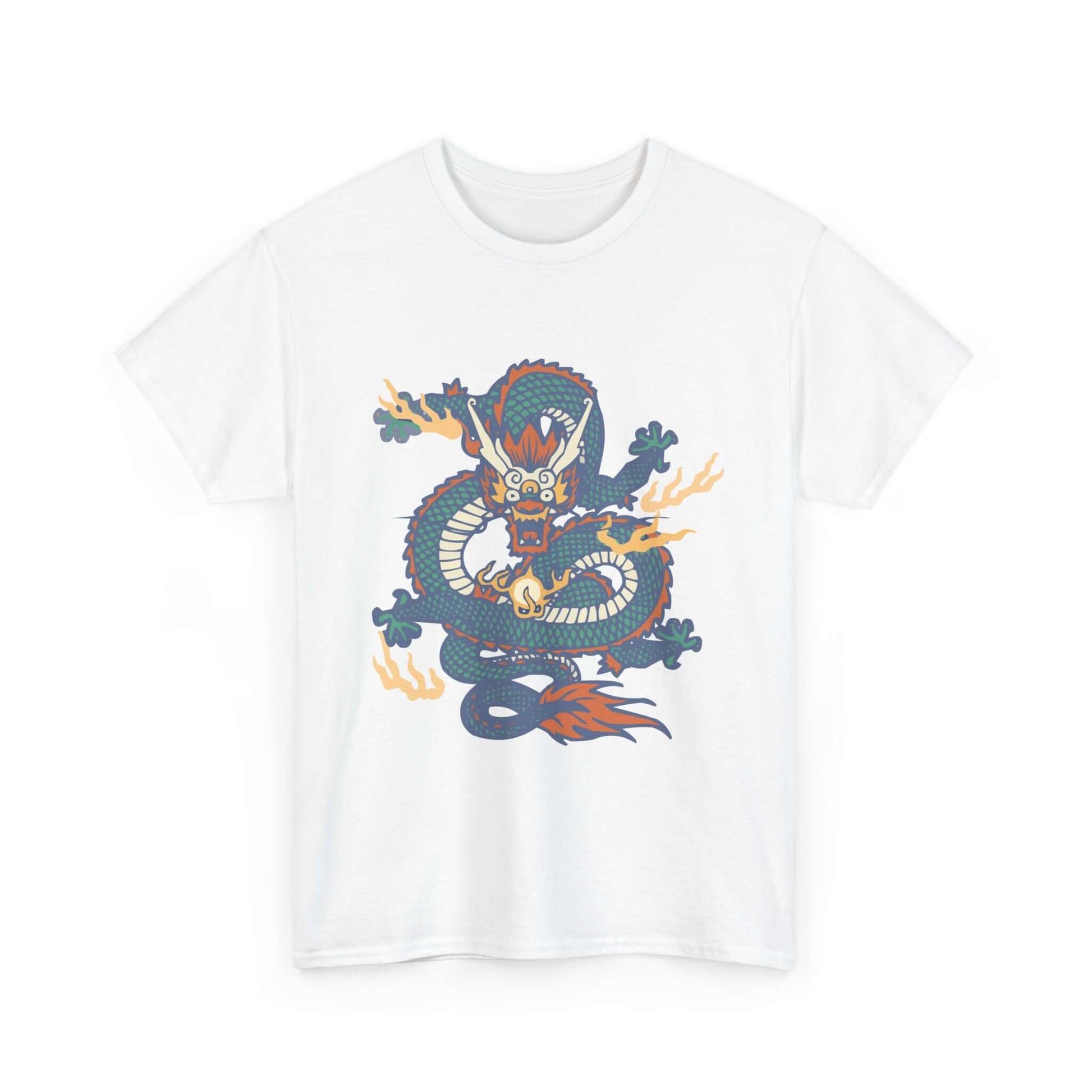 Unisex Snake T-Shirt with vibrant dragon design, perfect for snake lovers seeking unique style and comfort. 100% cotton, medium fabric.