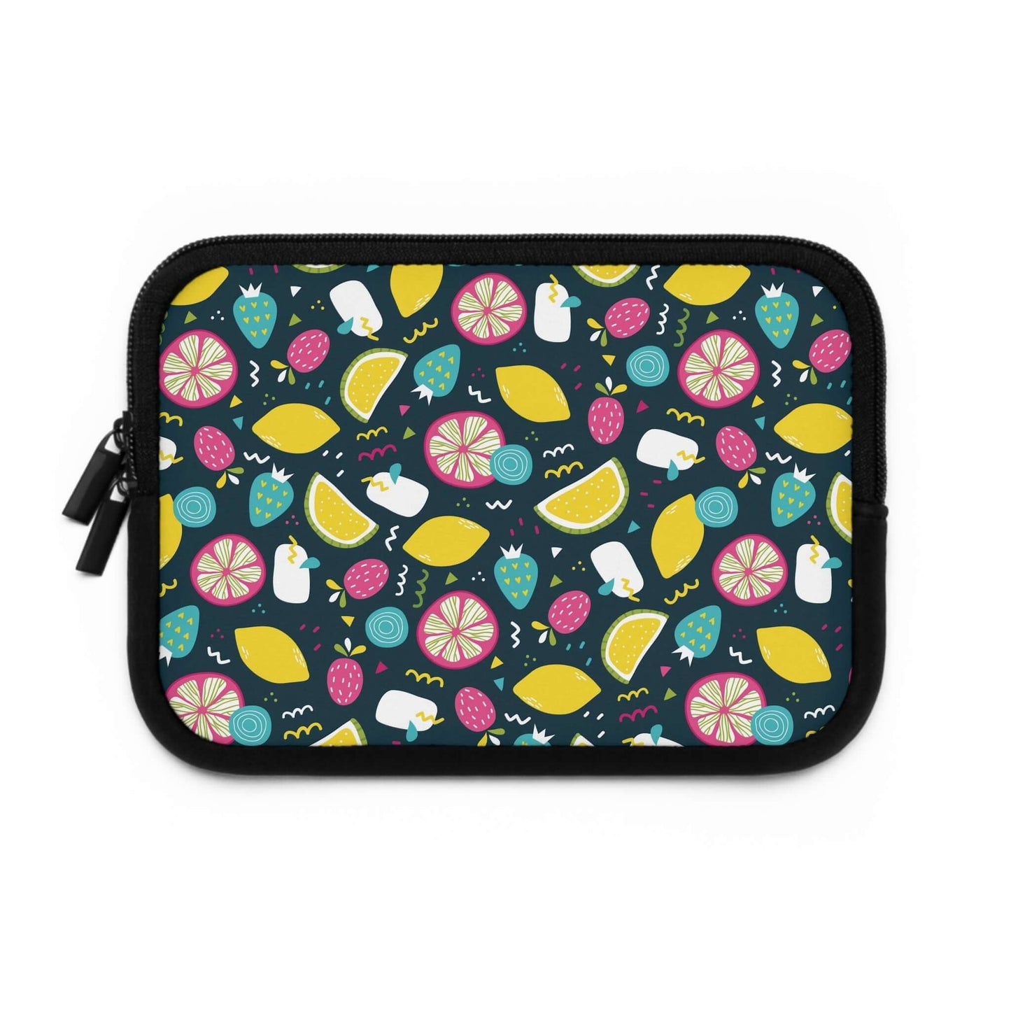 Summer Fruits Laptop SleeveTransport your laptop in style with our Summer Fruits Laptop Sleeve. Featuring a vibrant and playful design of juicy summer fruits, this laptop sleeve will not only protect your device, but also add a touch of sophistication to