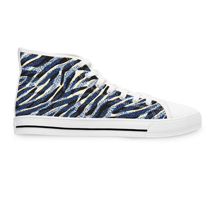 Women's Zebra Style High Top SneakersIntroducing our glamorous Women's Zebra Style High Top Sneakers, designed with a sophisticated and exclusive tone. With a luxurious twist on the classic high top silhouette, these sneakers feature a bold zebra print an