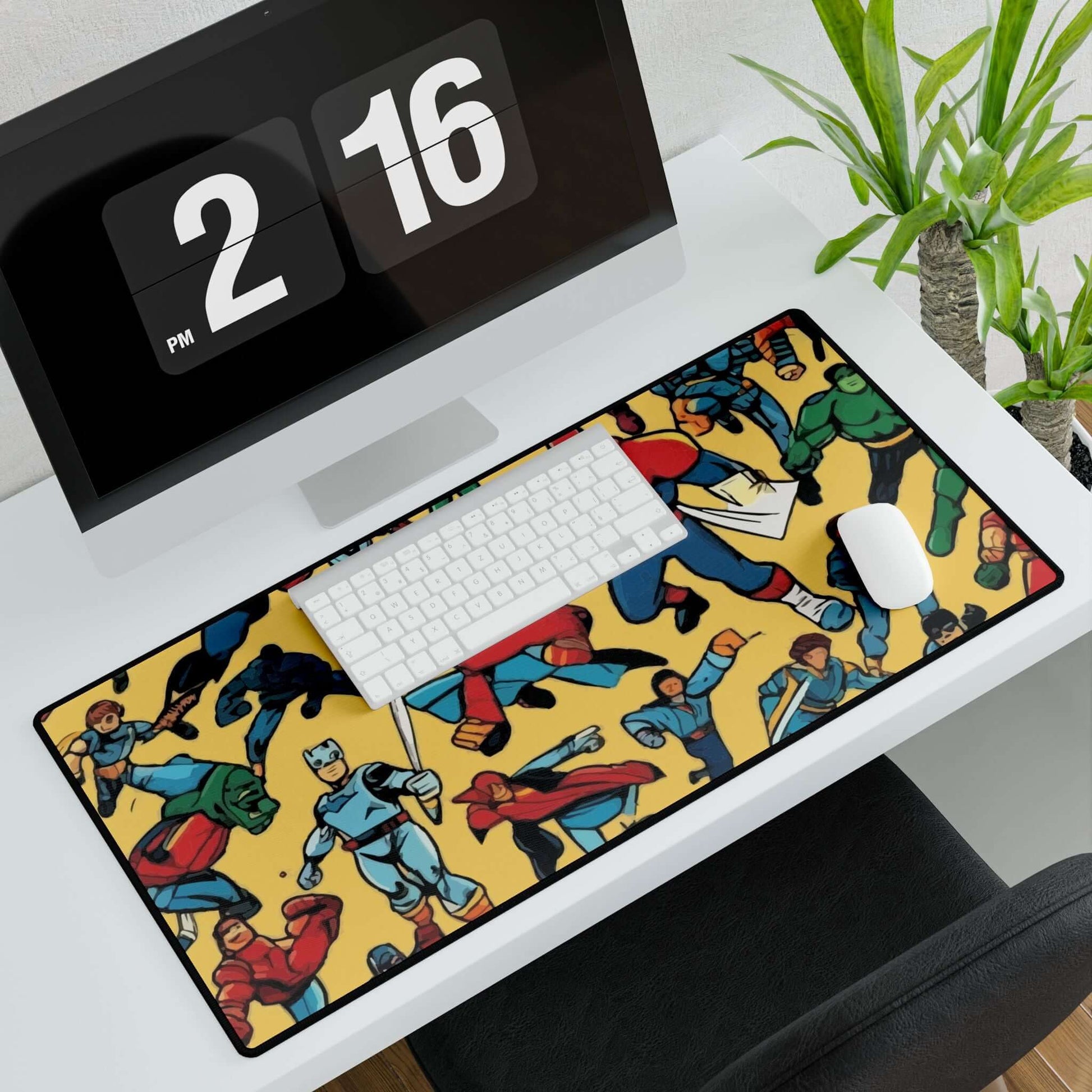 Action Hero Desk MatTransform your boring desk into an action-packed workspace with the Action Hero Desk Mat. This quirky and fun desk mat will not only protect your desk from scratches and spills, but it will also add a touch of personality to your offic