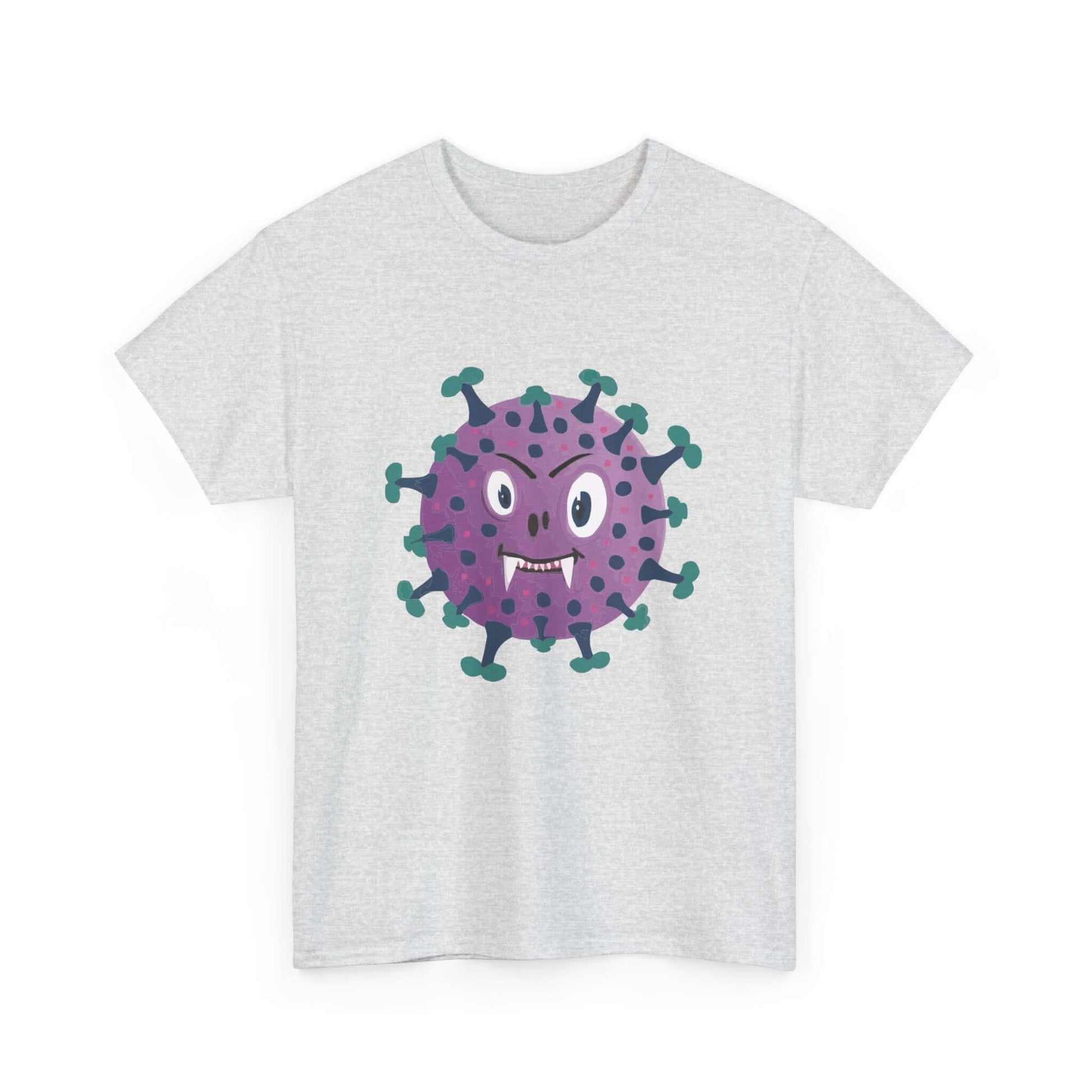 Women's Monster Vampire T-Shirt with playful purple vampire design on a grey background, perfect for a spooky fashion statement.