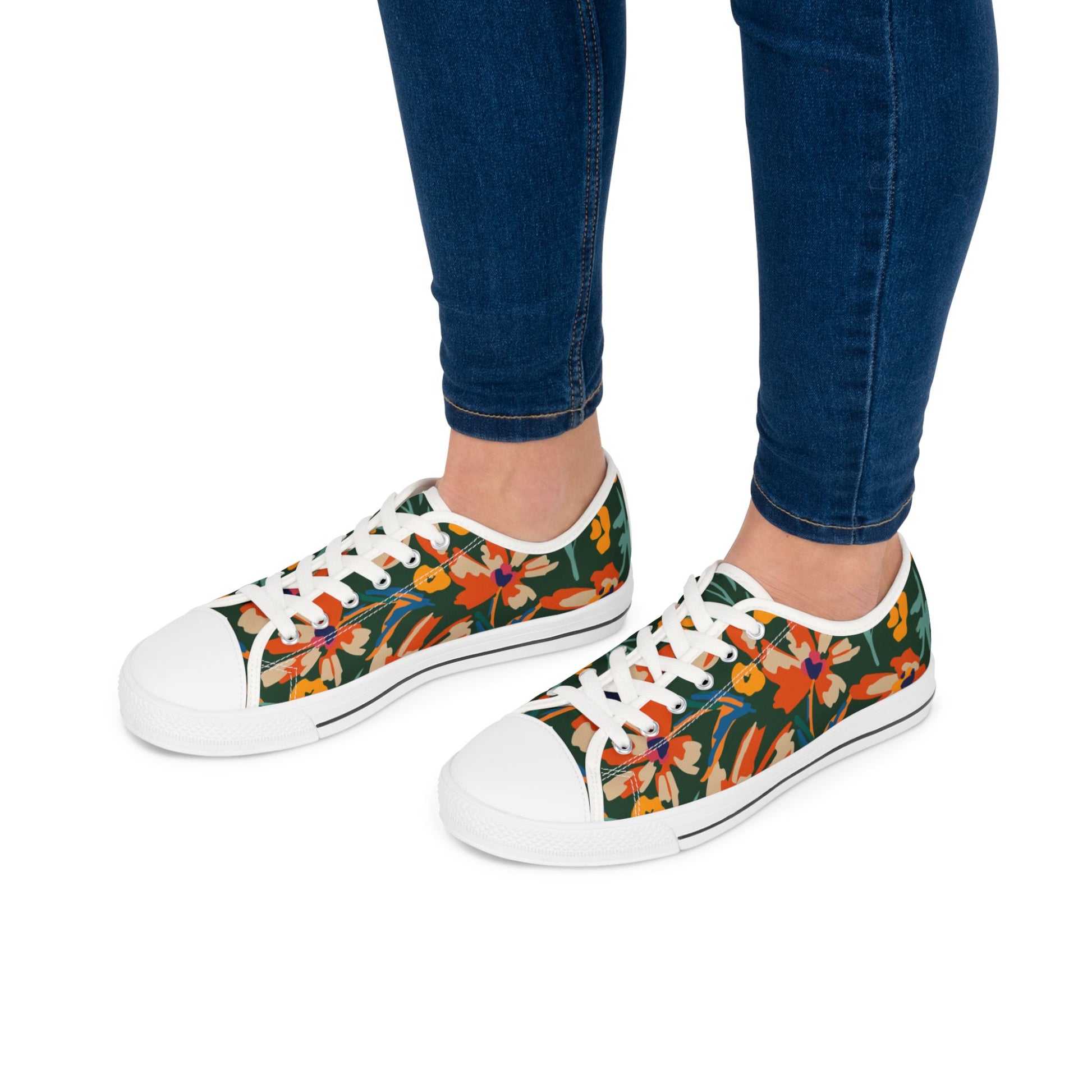 Women's Floral Low Top SneakersIndulge in the luxurious elegance of our Women's Floral Low Top Sneakers. These sneakers feature exquisite floral designs, adding a touch of sophistication to your every step. The low top design allows for effortless style a