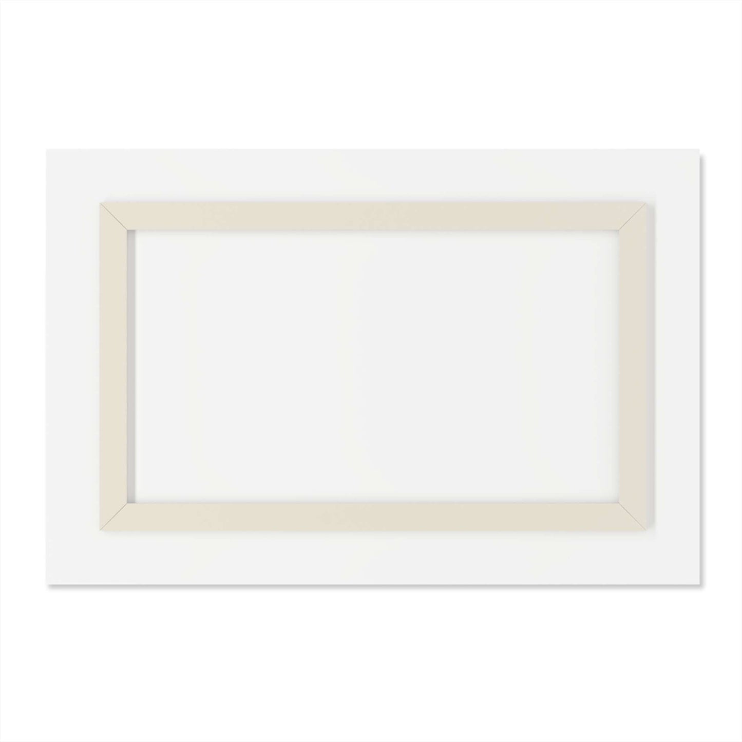 Rectangular white frame, minimalist design, showcasing modern aesthetic for wall art display.