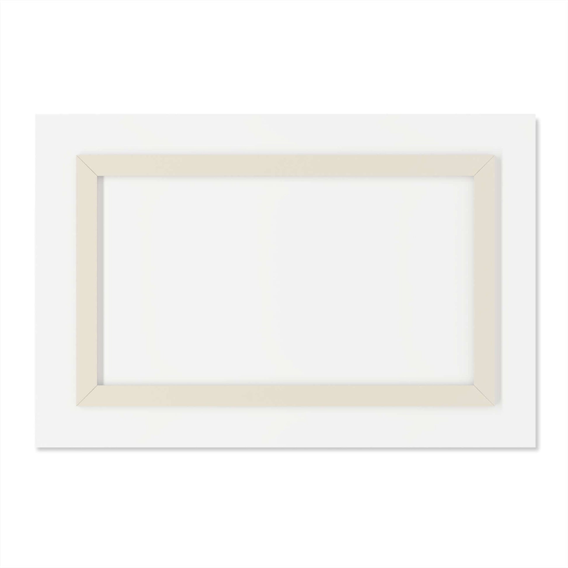 Rectangular white frame, minimalist design, showcasing modern aesthetic for wall art display.