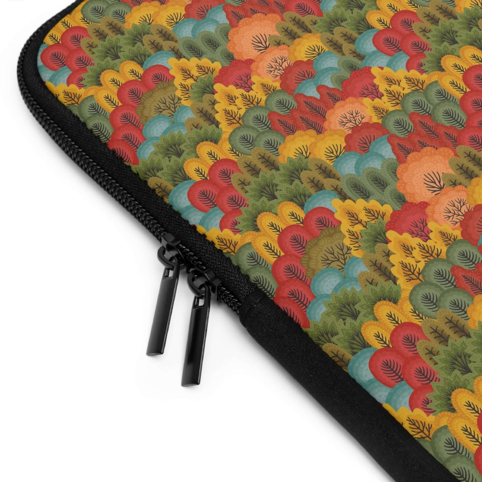 Autumn Forest Laptop SleeveThe Autumn Forest Laptop Sleeve combines style and functionality for the perfect laptop accessory. Its durable material and padded interior provide protection against scratches and bumps, while its beautiful autumn forest design