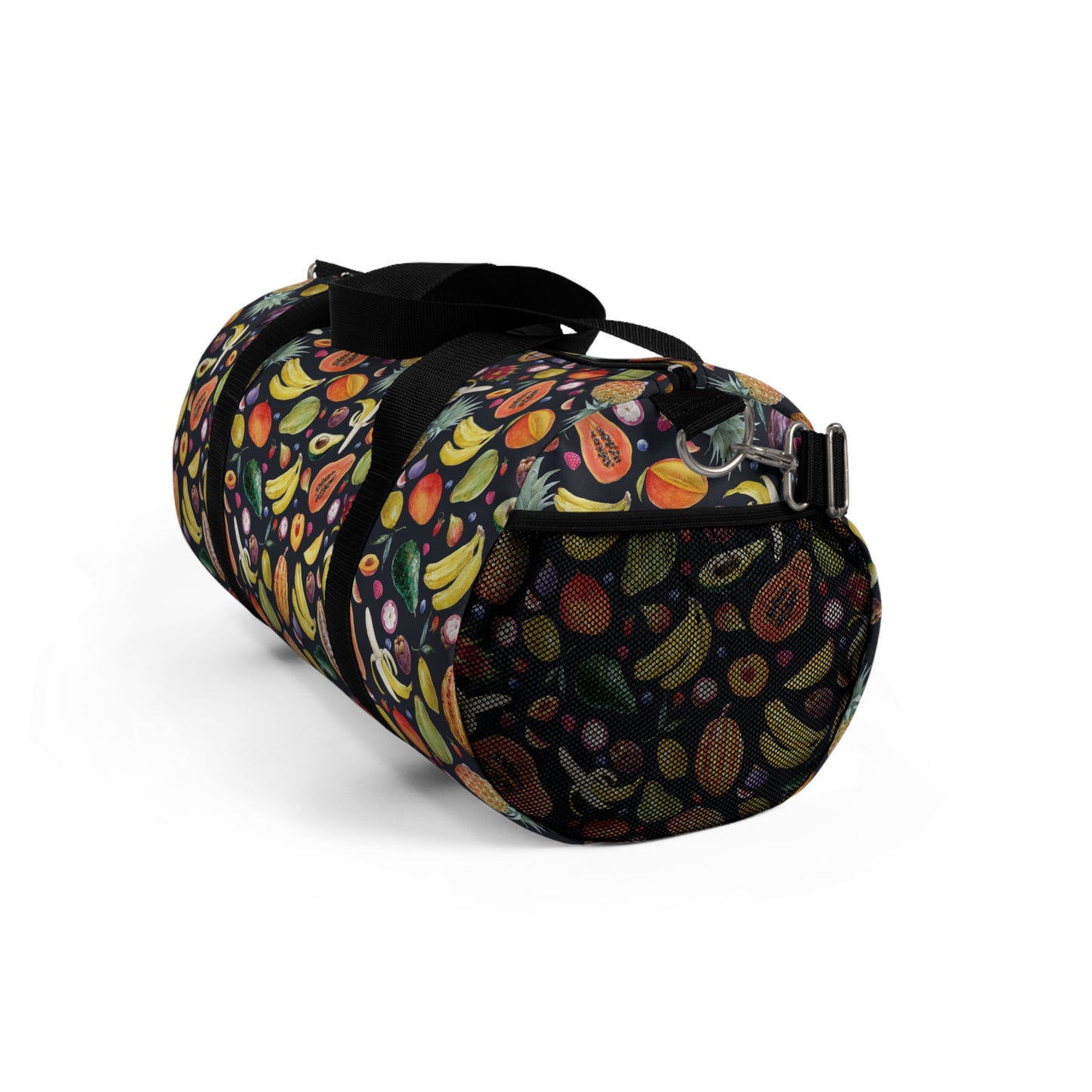 Multi Fruit Duffel BagMeet the Multi Fruit Duffel Bag - a stylish and practical companion for your everyday adventures. Its durable design and spacious interior make it perfect for carrying all your essentials, while its vibrant fruit pattern adds a fun a