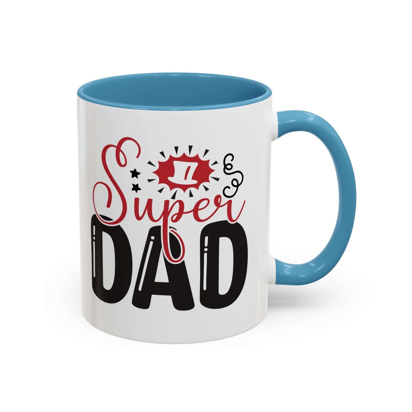 Accent Super Dad MugDrink your coffee in style with the Accent Super Dad Mug! Show your appreciation for the Super Dad in your life with this bold and functional mug. Made with high-quality materials, this mug is sure to impress. Perfect for Father's Day