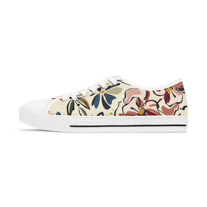 Women's Abstract Flowers Low Top SneakersIntroducing our Women's Abstract Flowers Low Top Sneakers, a stunning blend of art and fashion. These luxurious shoes feature an exclusive abstract floral design, making them a unique addition to any wardrobe. With