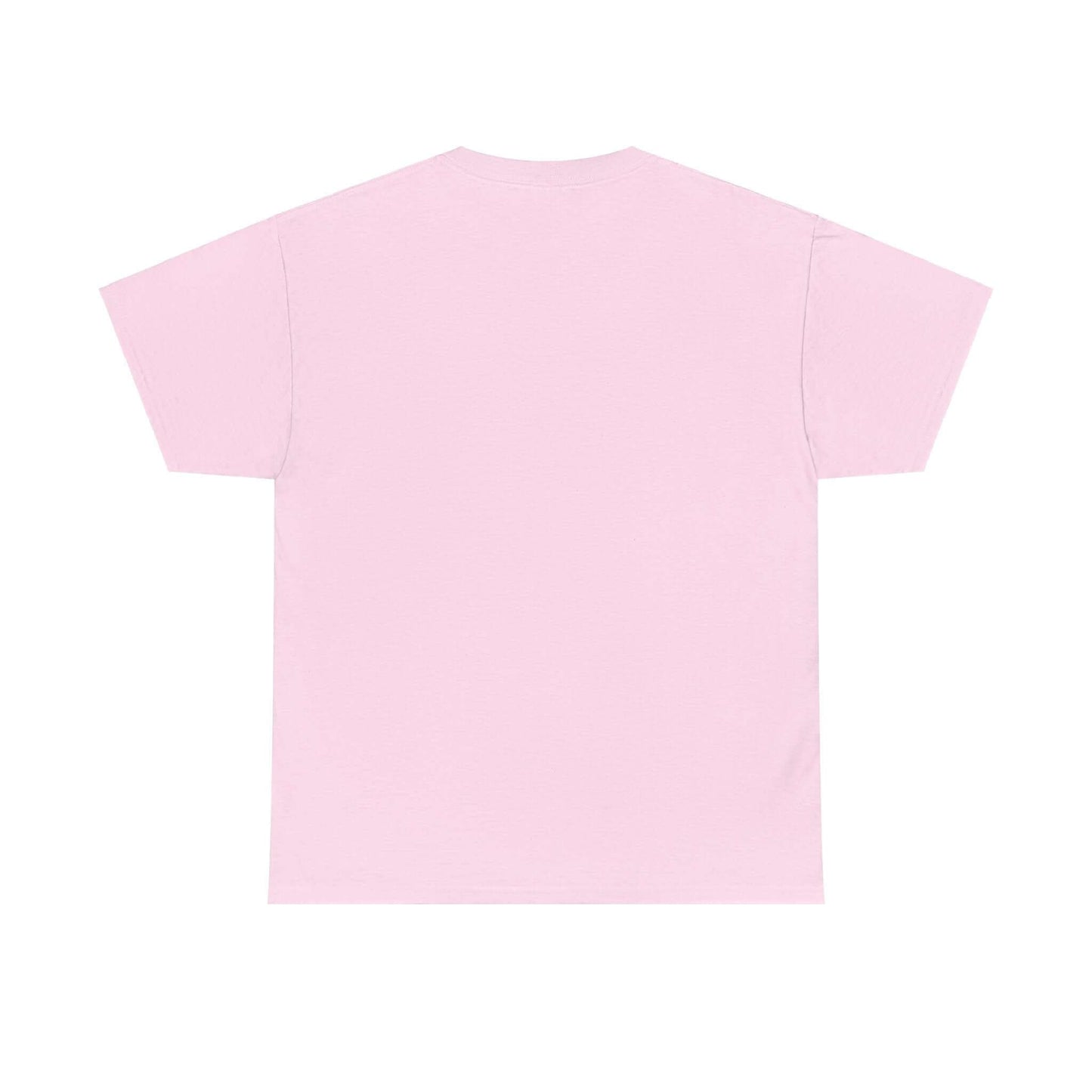 Back view of pink sustainable cotton t-shirt, showcasing its simple and stylish design.