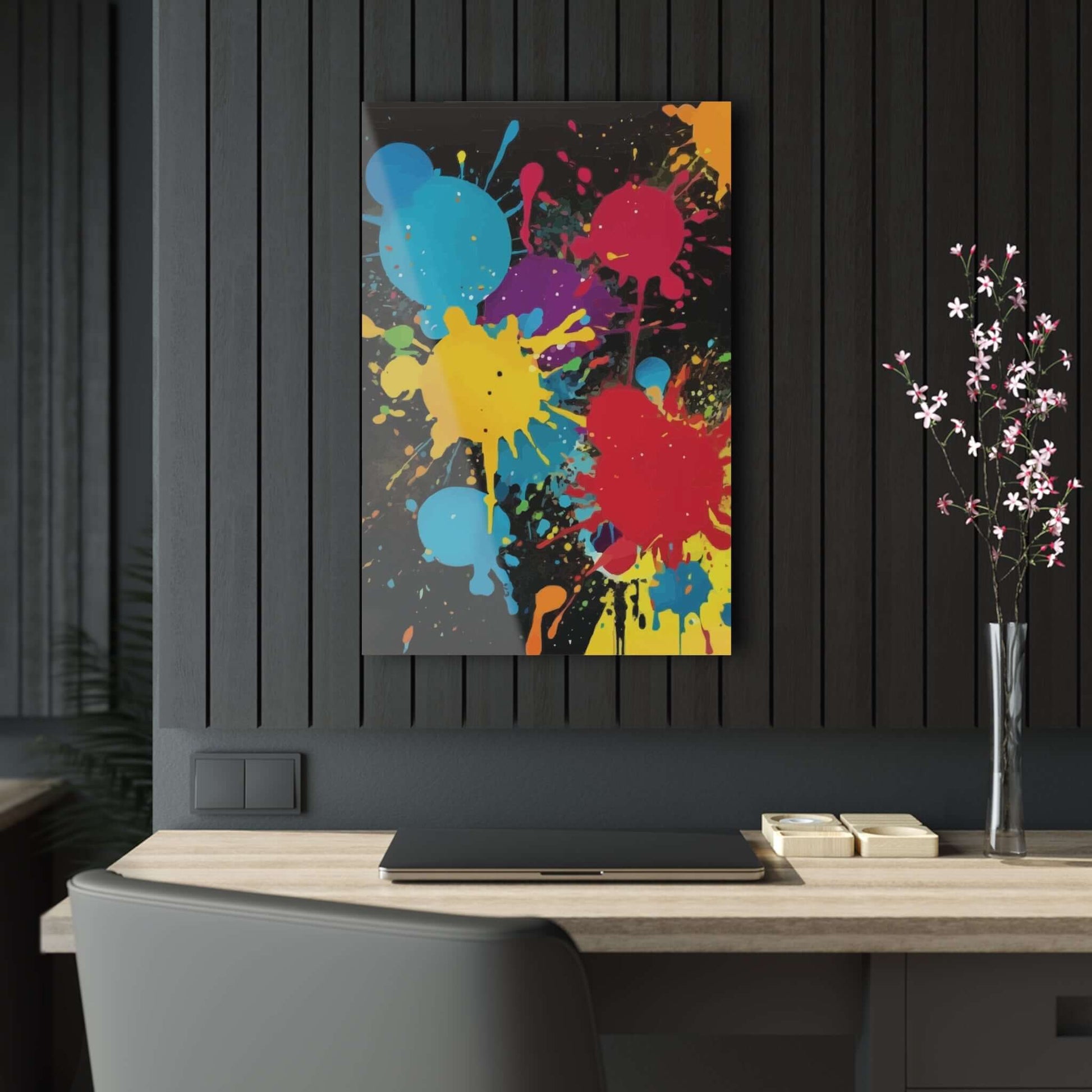 Splatter Paint Acrylic PrintThis high-quality Splatter Paint Acrylic Print adds a touch of artistic flair to any room. Made with durable materials, its vibrant colors and unique design are sure to enhance your home decor. Transform your space with this on