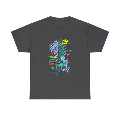 Unisex New York Art T-Shirt in sustainable cotton with vibrant city-inspired design, capturing the energy of NYC's streets and culture.