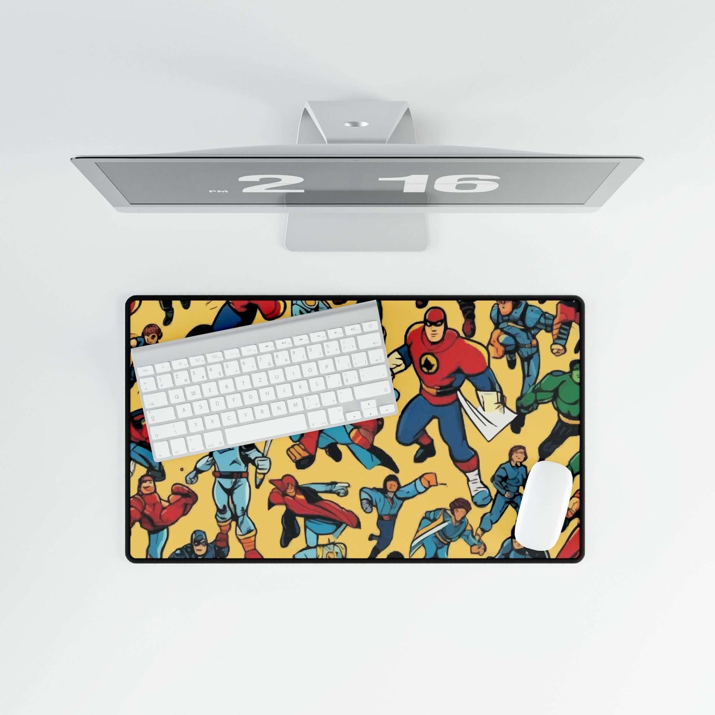 Action Hero Desk MatTransform your boring desk into an action-packed workspace with the Action Hero Desk Mat. This quirky and fun desk mat will not only protect your desk from scratches and spills, but it will also add a touch of personality to your offic