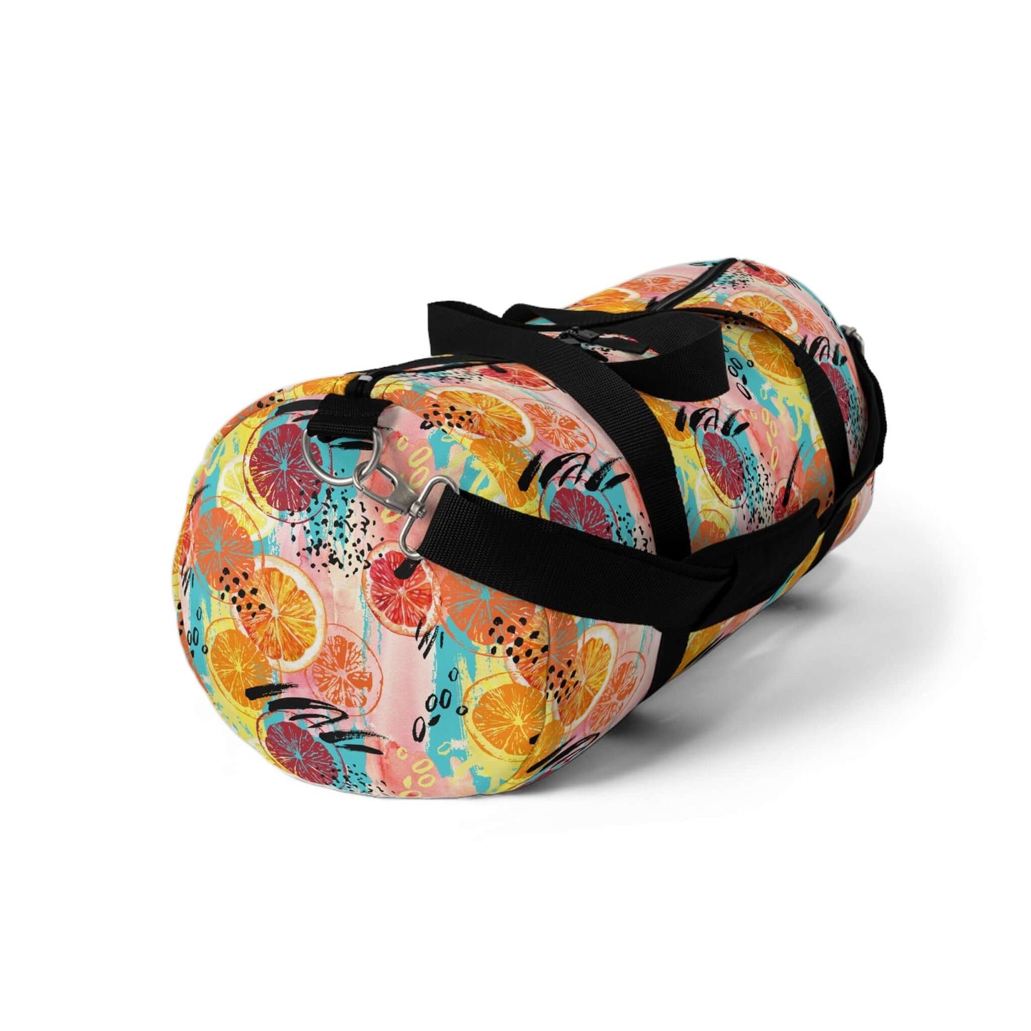 Watercolour Fruits Duffel BagThis Watercolour Fruits Duffel Bag features a vibrant watercolour design of various fruits. Made with durable materials, it's perfect for carrying all your essentials while on the go. Stay organized with multiple pockets and e