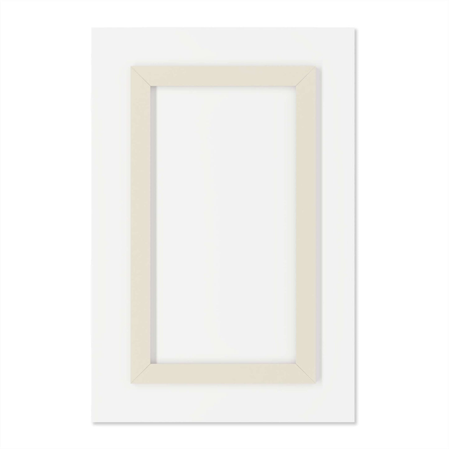 White rectangular frame on a minimalist white background, showcasing a classic and elegant design.