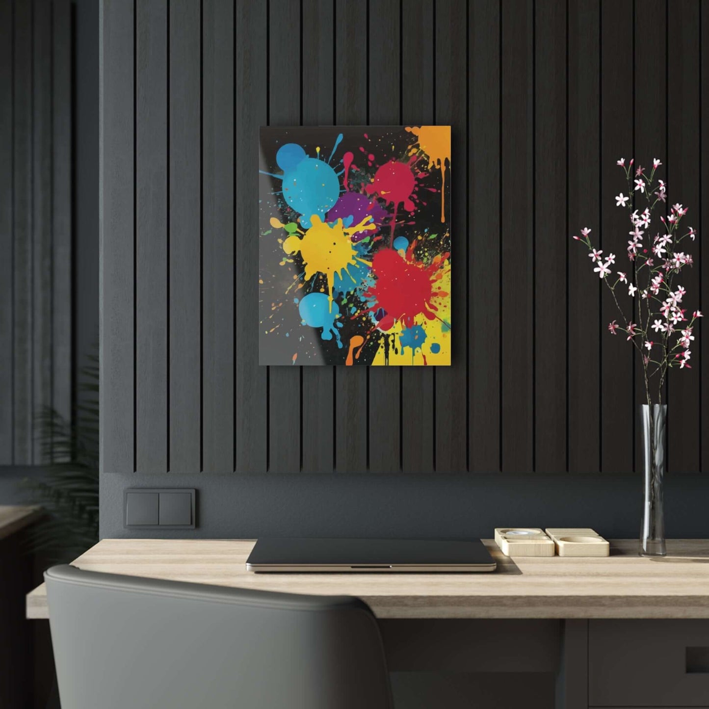 Splatter Paint Acrylic PrintThis high-quality Splatter Paint Acrylic Print adds a touch of artistic flair to any room. Made with durable materials, its vibrant colors and unique design are sure to enhance your home decor. Transform your space with this on