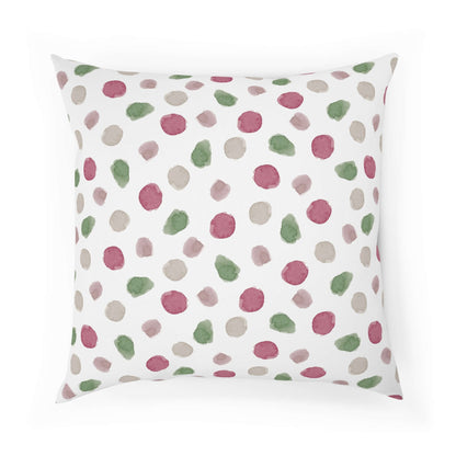 Polka Dot Cushion.: Materials: 100% cotton drill cover, 100% polyester filling.: Available in 2 sizes.: Concealed zipper.: Double-sided print Introducing the Polka Dot Cushion, your luxurious new addition to any interior. Let the delicate dewcrip fabric e