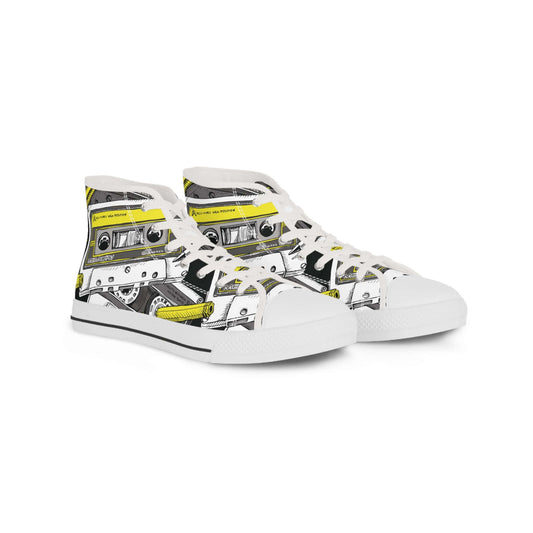 Men's Cassette High Top SneakersRock out in style and comfort with our Men's Cassette High Top Sneakers! These kicks offer a retro cassette design on the sides, a high top silhouette for added ankle support, and a cushioned insole for all-day wear. Your f