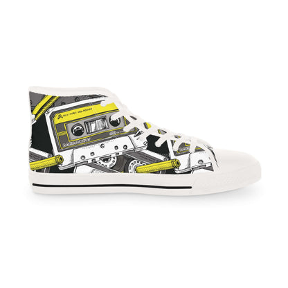 Men's Cassette High Top SneakersRock out in style and comfort with our Men's Cassette High Top Sneakers! These kicks offer a retro cassette design on the sides, a high top silhouette for added ankle support, and a cushioned insole for all-day wear. Your f