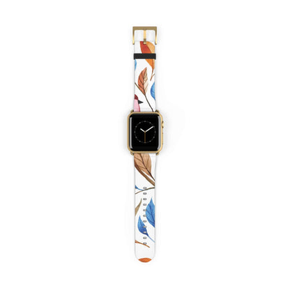 Colourful Leaves Apple Watch BandElevate your Apple Watch with the vibrant and stylish Colourful Leaves Apple Watch Band. Its unique and intricate design, inspired by the beauty of nature, will add a touch of luxury to your wrist. Made with high-quality m