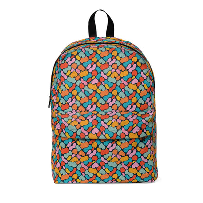 Abstract Blob BackpackThis backpack is anything but ordinary! With a unique abstract blob design, it's sure to catch attention. Plus, its spacious interior can hold all of your essentials while the padded straps ensure comfortable wear. Get ready to rock