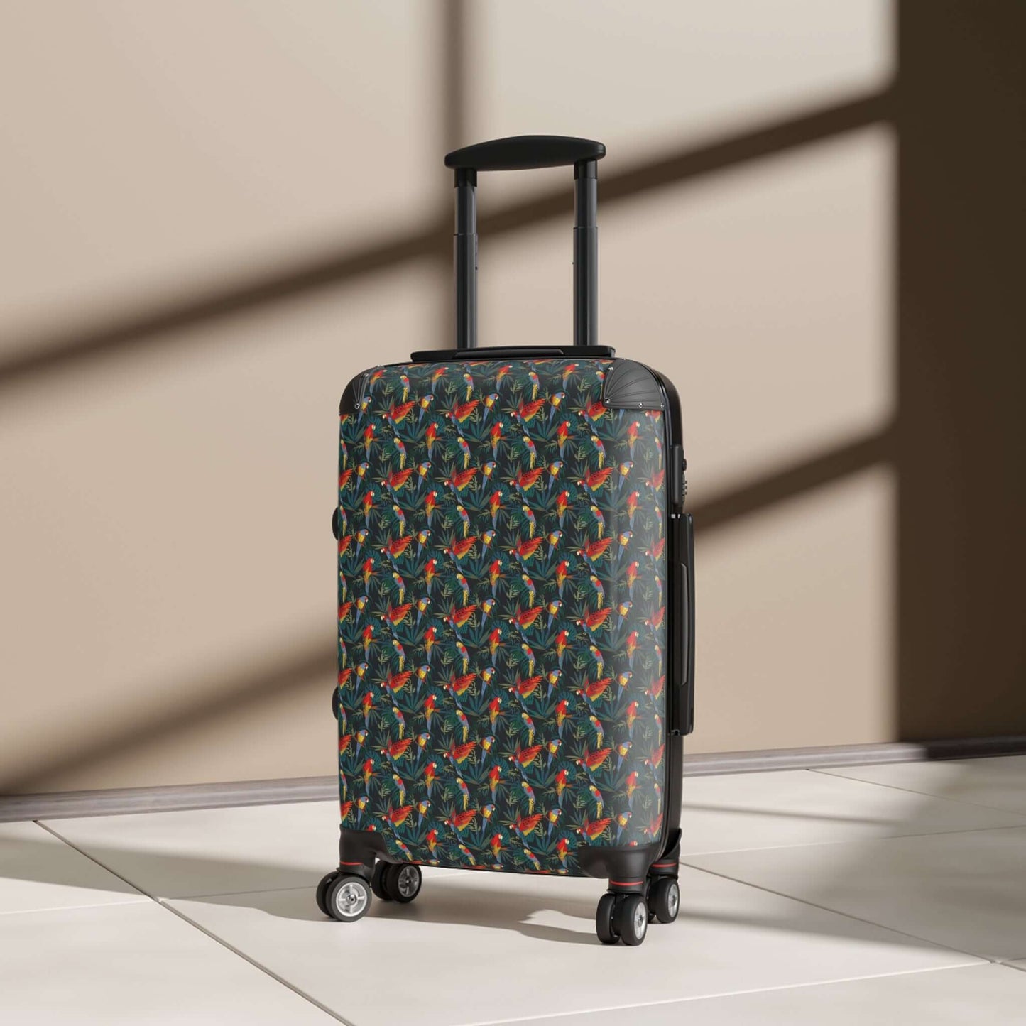 Tropical Parrots SuitcaseTransport your belongings in style with our Tropical Parrots Suitcase. This vibrant and eye-catching suitcase features a beautiful parrot design that is sure to turn heads. With its durable and spacious interior, you can travel wi