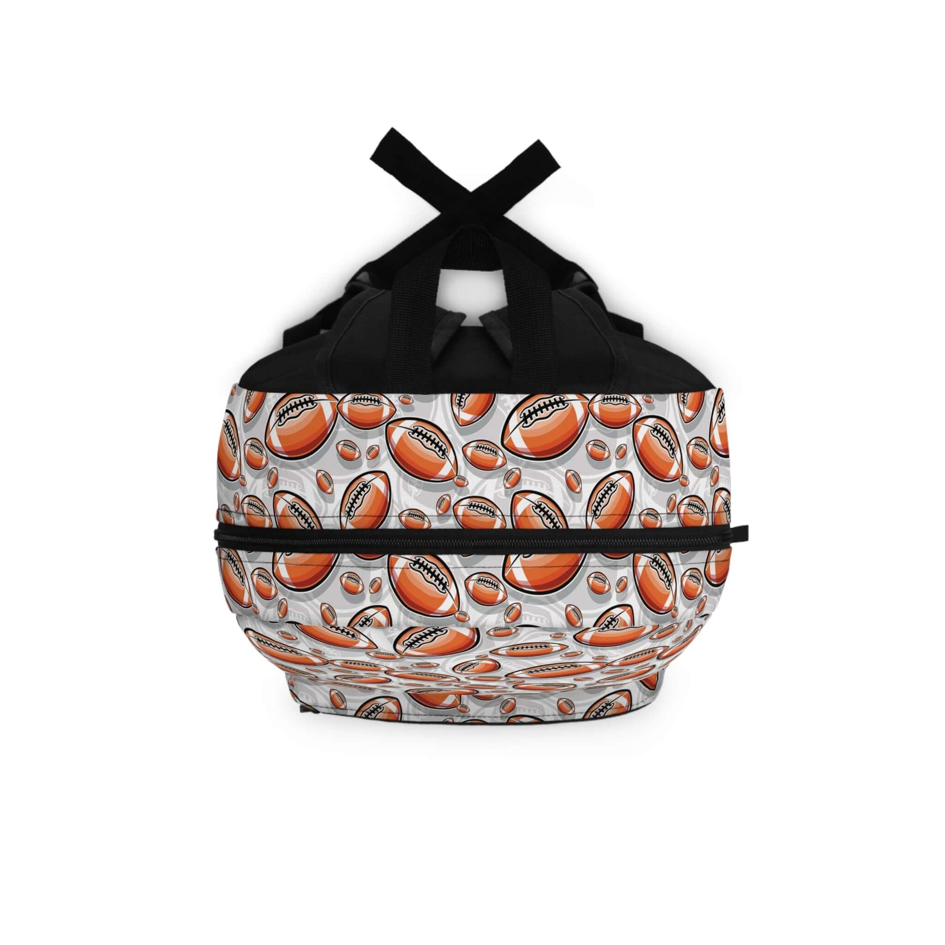 Rugby Balls BackpackScore a try with our Rugby Balls Backpack! This backpack features a playful design of rugby balls that is sure to make a statement. With plenty of space and comfortable straps, this backpack is perfect for a day on the field or a fun w