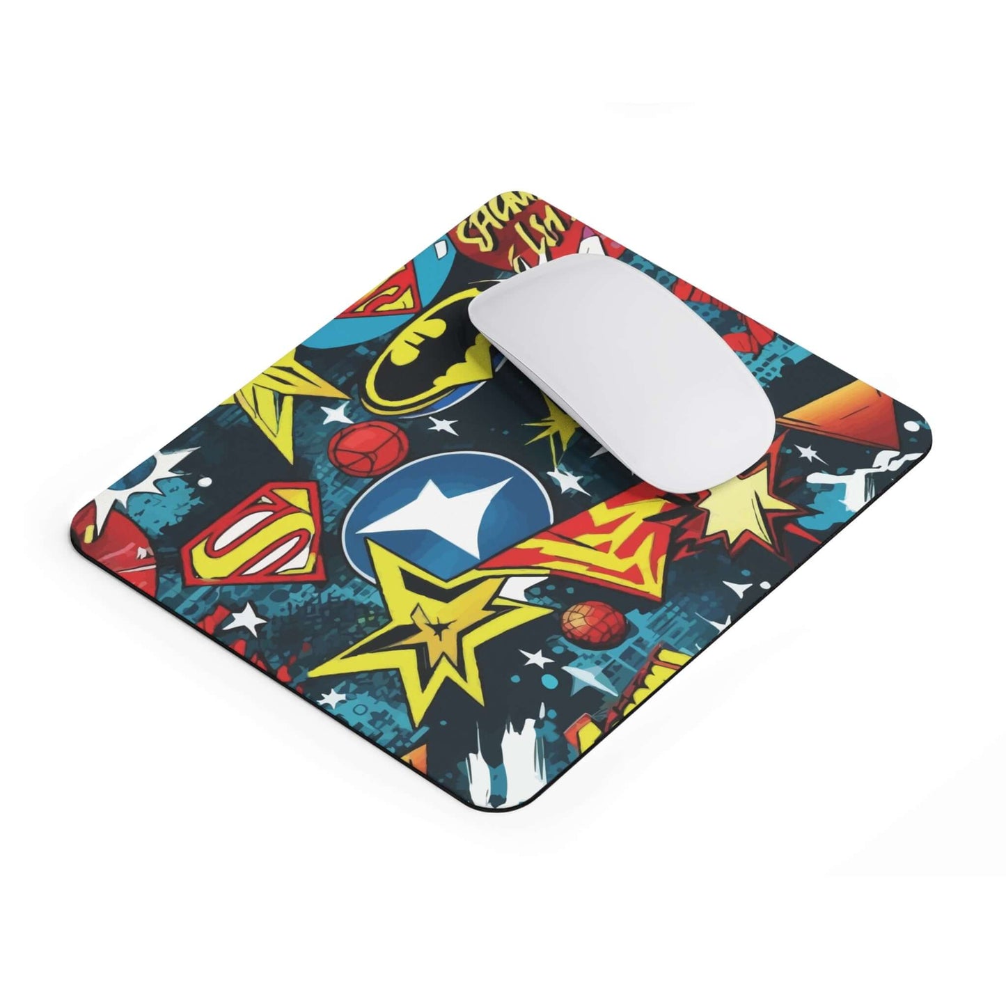 Superhero Badges Style Mouse PadUnleash your inner superhero with our Superhero Badges Style Mouse Pad! This mouse pad is not only stylish and eye-catching, it is also designed for optimal comfort and precision. Perfect for all your computing needs. Save