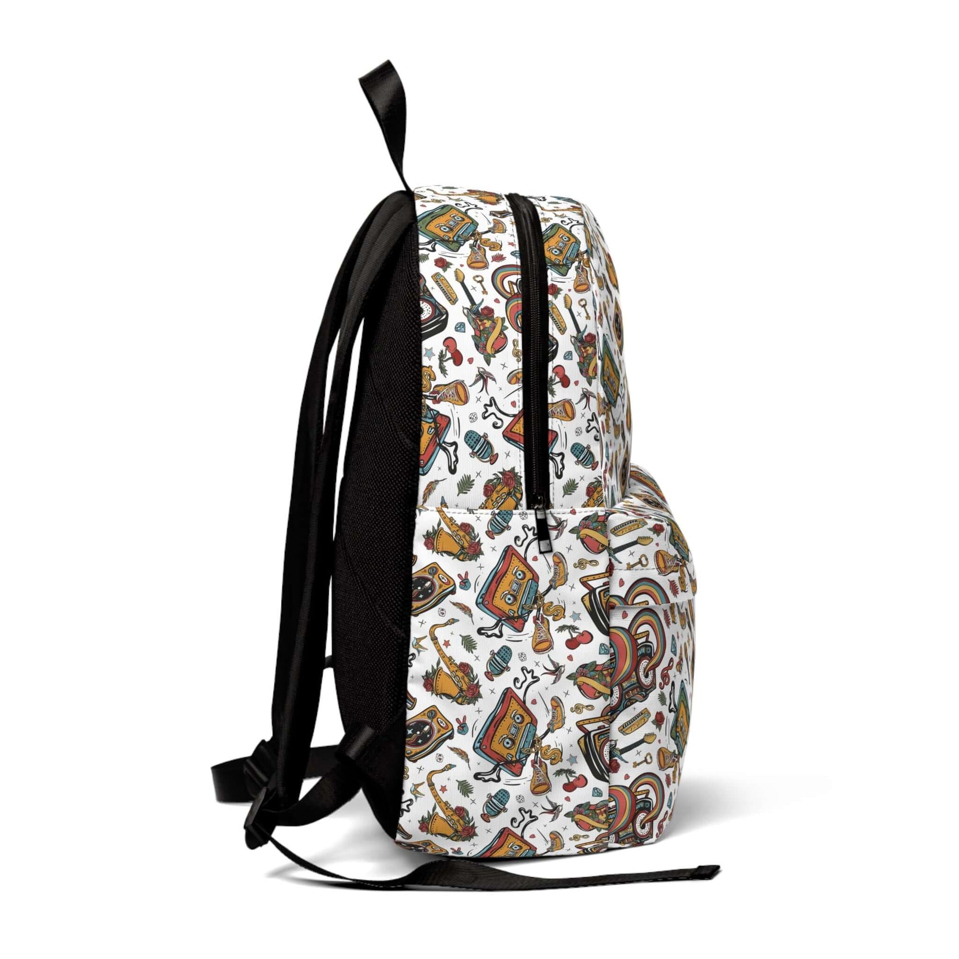 Musical Art BackpackRock out in style with our Musical Art Backpack! This eye-catching backpack features a unique design that combines art and music, making it the perfect accessory for any music lover. With its spacious compartments and comfortable strap