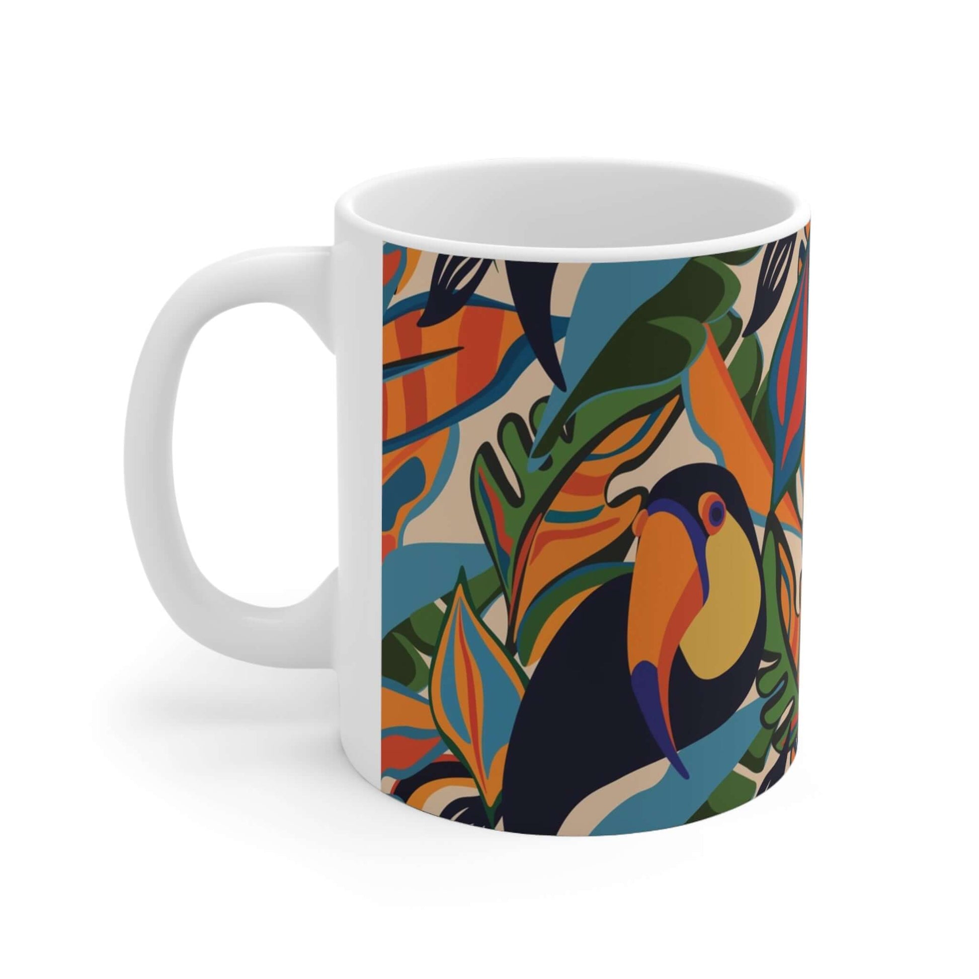 Toucan Style MugExperience the joy of drinking from our Toucan Style Mug. With a playful toucan design and durable ceramic material, it's perfect for keeping your morning coffee hot and putting a smile on your face. Transform your daily routine into a tro