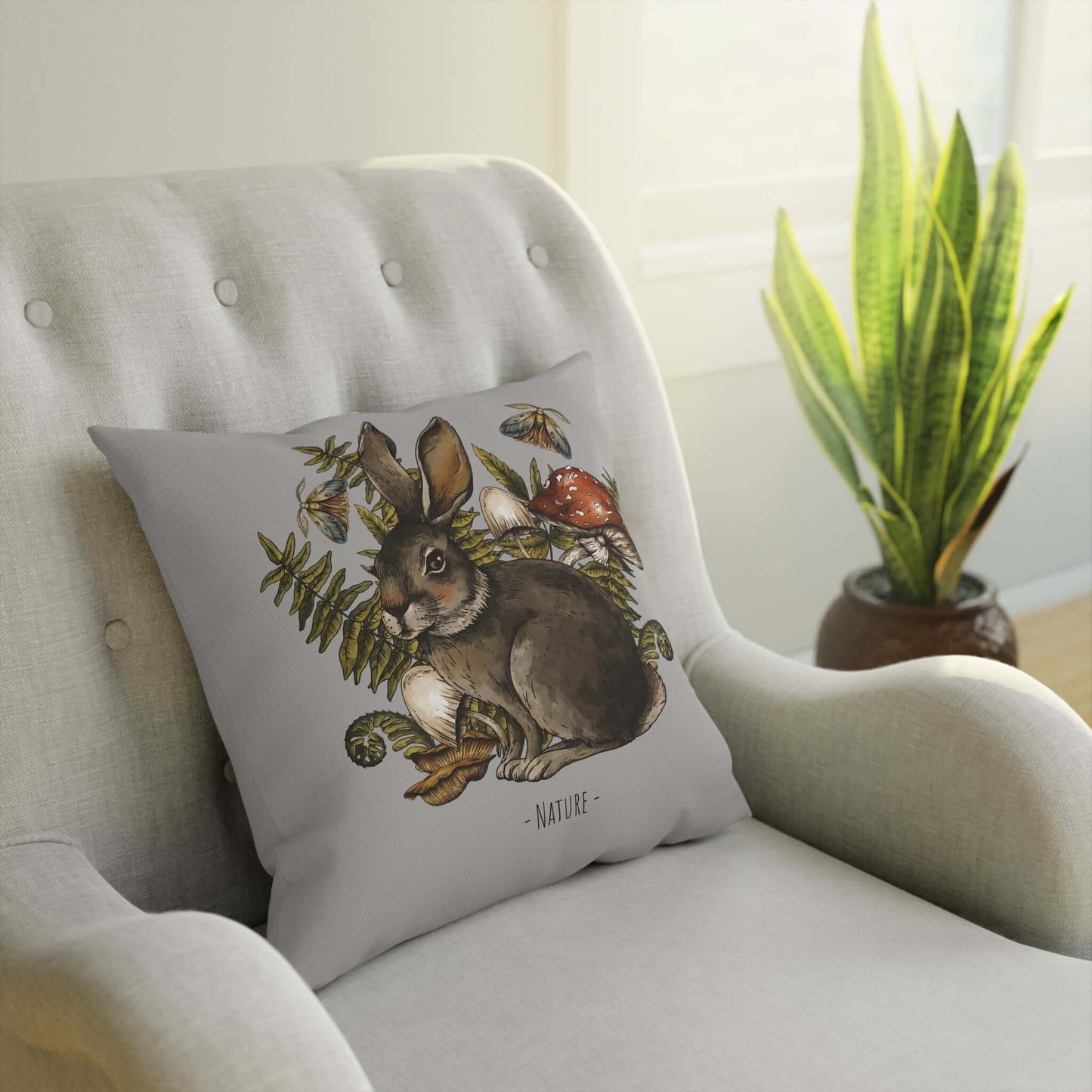 Hare CushionThis Hare Cushion features a detailed depiction of a hare that adds a touch of nature and charm to any living space. The intricate design is made with high-quality materials for durability and comfort. Bring a sense of tranquility and style to