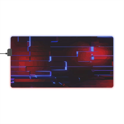 LED Gaming Mouse Pad with vibrant red and blue lights, durable surface for smooth precision, customizable for ultimate gaming experience.