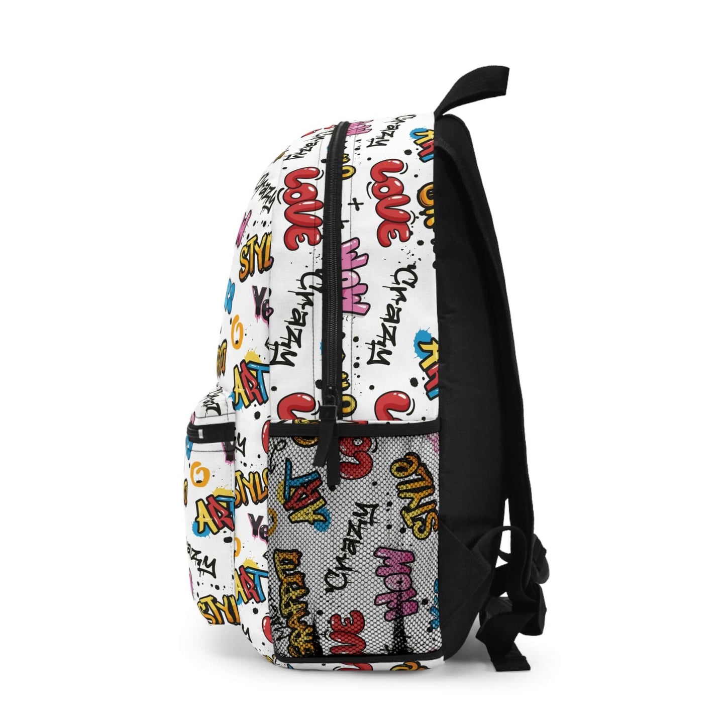 Graffiti Art BackpackIntroducing the ultimate backpack for vibrant expression! Our Graffiti Art Backpack features a one-of-a-kind design that will make a statement wherever you go. Sturdy construction and spacious compartments make it perfect for school,