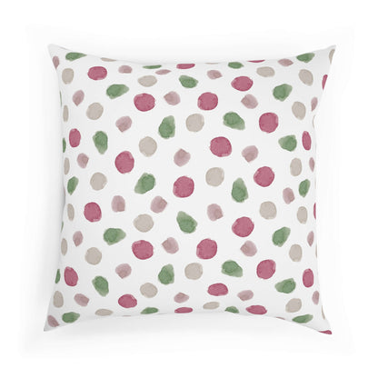 Polka Dot Cushion.: Materials: 100% cotton drill cover, 100% polyester filling.: Available in 2 sizes.: Concealed zipper.: Double-sided print Introducing the Polka Dot Cushion, your luxurious new addition to any interior. Let the delicate dewcrip fabric e