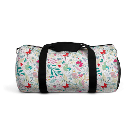 Floral Style Duffel BagOur Floral Style Duffel Bag is the perfect combination of fashion and function. With its spacious design and durable material, you can easily pack your belongings for any trip or adventure. The beautiful floral pattern adds a touch