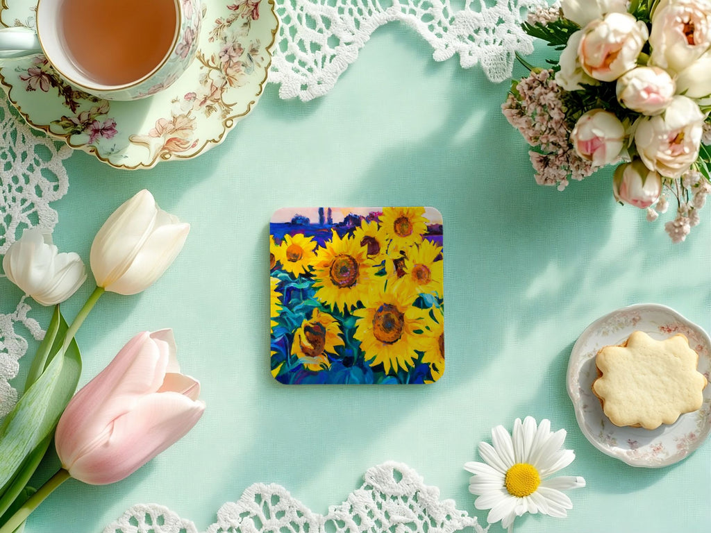 Vibrant Sunflowers Coaster Set  