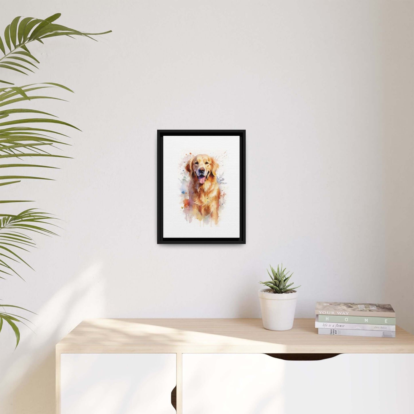 Golden Retriever Dog Watercolour PaintingPlease note: Due to the production process of the canvases, please allow for slight size deviations with a tolerance +/- 1/8" (3.2mm). .: Cotton and polyester canvas composite with a special proprietary coating.: P