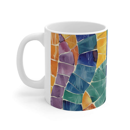 Mosaic MugIntroducing the Mosaic Mug - a one-of-a-kind work of art for your coffee or tea. Handcrafted with care, each mug is a unique piece, with a stunning mosaic design and a smooth, polished finish. Elevate your daily routine with this luxurious and e