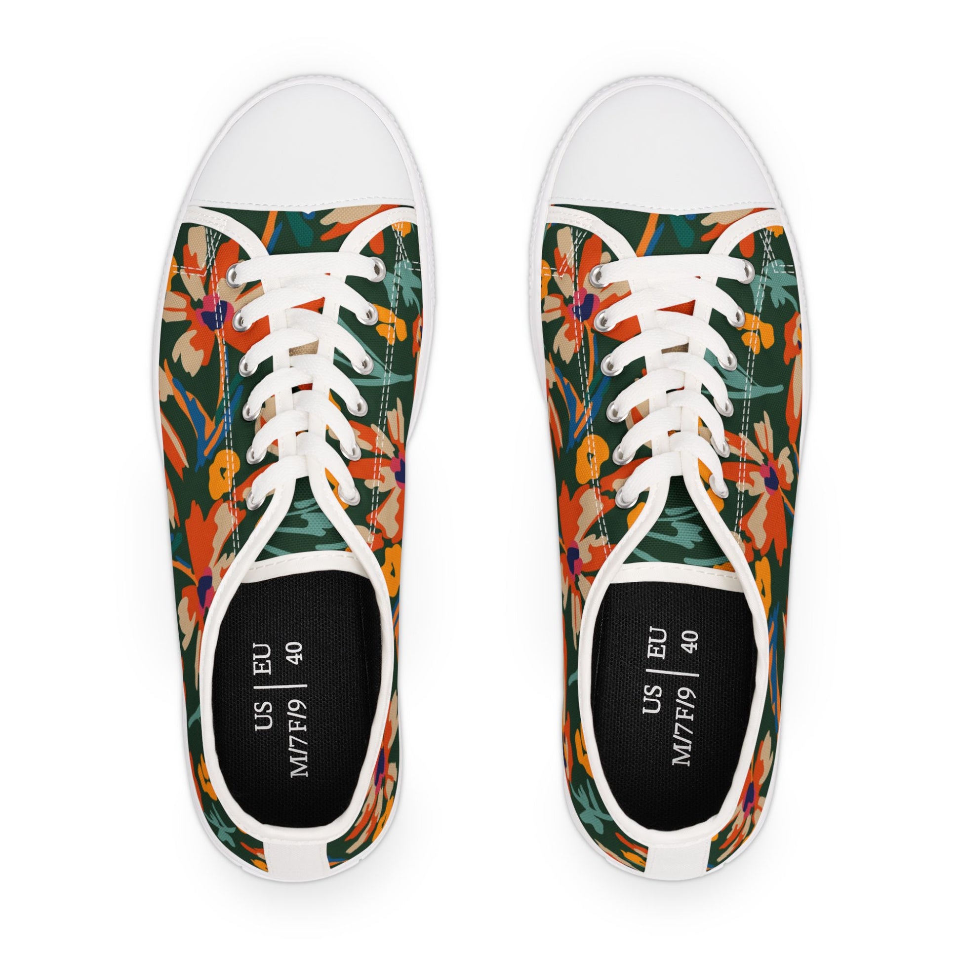 Women's Floral Low Top SneakersIndulge in the luxurious elegance of our Women's Floral Low Top Sneakers. These sneakers feature exquisite floral designs, adding a touch of sophistication to your every step. The low top design allows for effortless style a