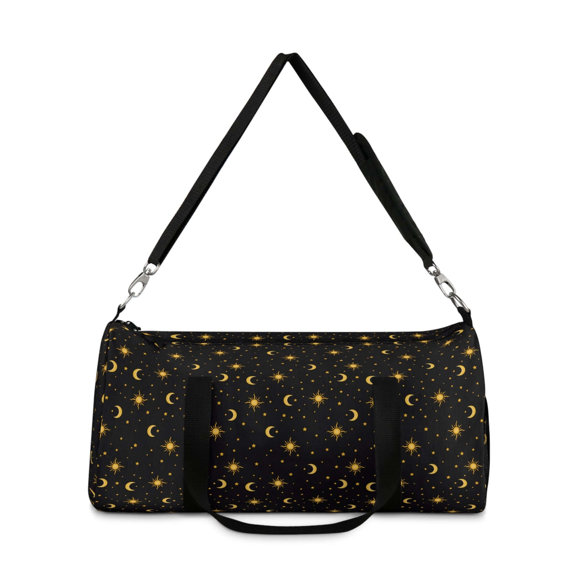 Moon & Stars Duffel BagThis durable duffel bag features a spacious main compartment and multiple pockets for convenient organization. Made with high-quality materials, it is perfect for travel, sports, or everyday use. Keep your belongings secure and orga