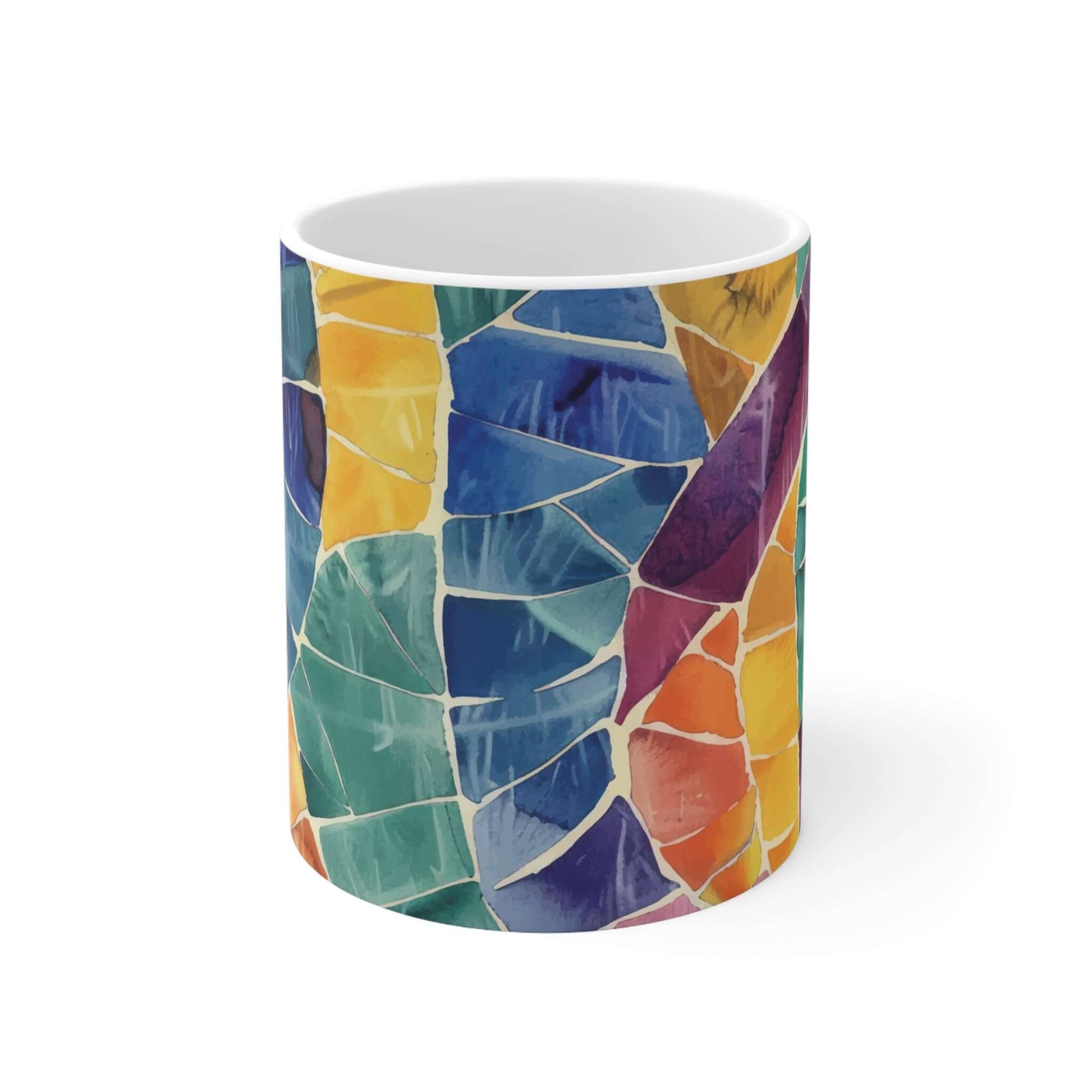 Mosaic MugIntroducing the Mosaic Mug - a one-of-a-kind work of art for your coffee or tea. Handcrafted with care, each mug is a unique piece, with a stunning mosaic design and a smooth, polished finish. Elevate your daily routine with this luxurious and e