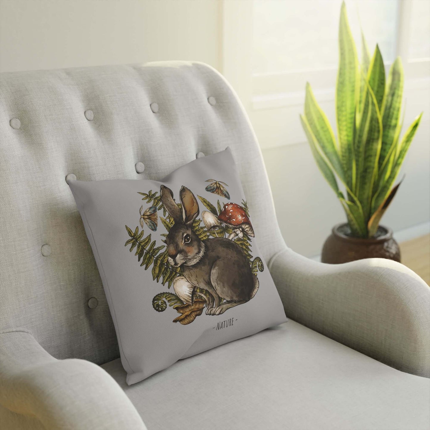 Hare CushionThis Hare Cushion features a detailed depiction of a hare that adds a touch of nature and charm to any living space. The intricate design is made with high-quality materials for durability and comfort. Bring a sense of tranquility and style to