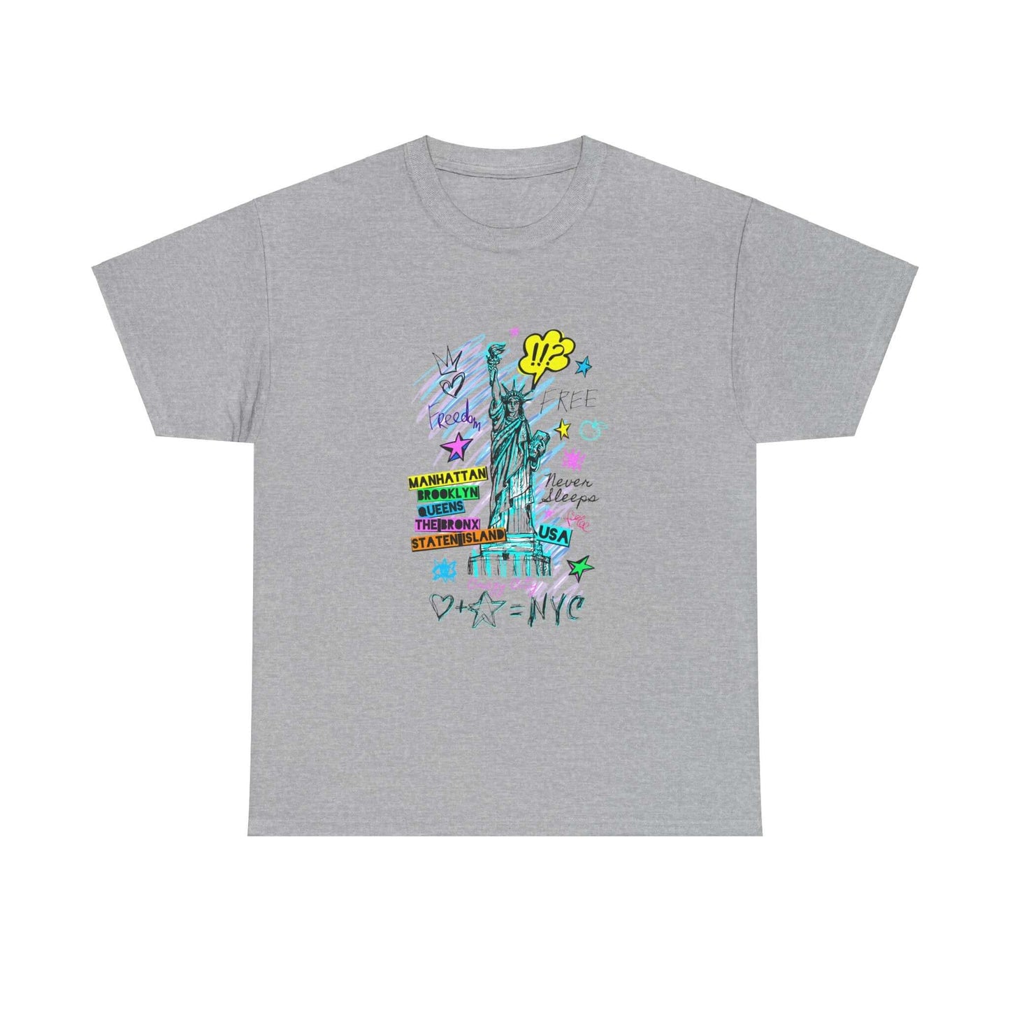 Unisex New York Art T-Shirt featuring vibrant city-inspired graphics, crafted from sustainable cotton for comfort and style.